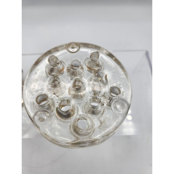 Vintage Clear Glass Flower Frog For Floral Arrangements 11 Holes 3" - Picture 7 of 7